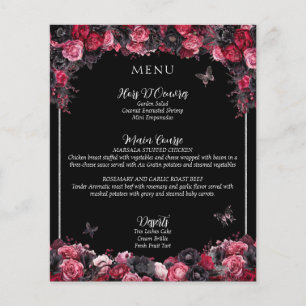 Gothic Rosa Red & Black Moody Quinceañera Menu
