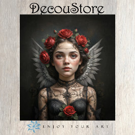 Gothic Rose Angel Decoupage