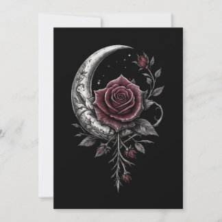 Gothic Rose Crescent Moon Dark Floral Artwork Julkort