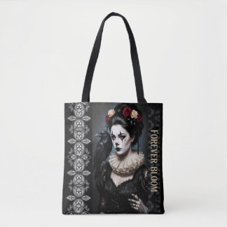 Gothic Rose Queen – Dark Romantic Art with Skeleto Tygkasse