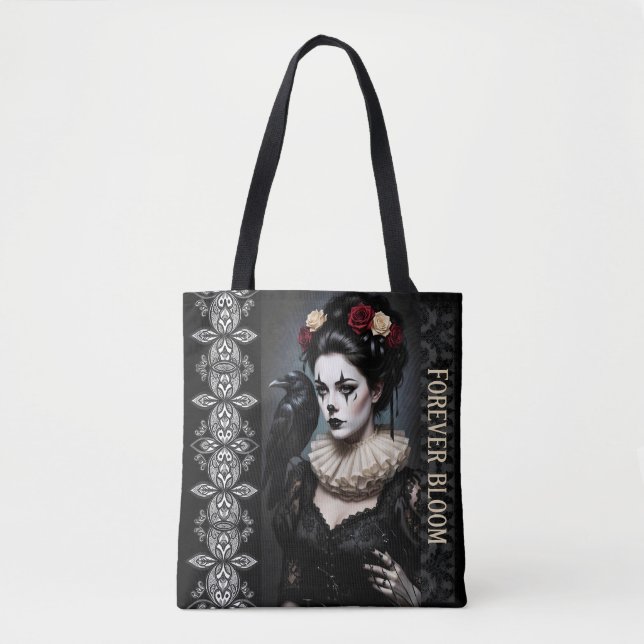 Gothic Rose Queen – Dark Romantic Art with Skeleto Tygkasse (Framsida)