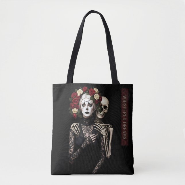 Gothic Rose Queen – Dark Romantic Art with Skeleto Tygkasse (Framsida)