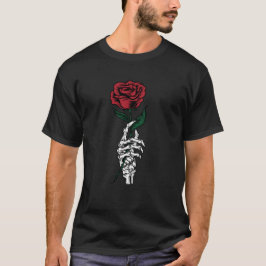 Gothic Rose & Skeleton Hand Design — Dark Romantic T Shirt