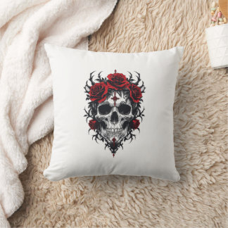 Gothic Rose Skull Kudde