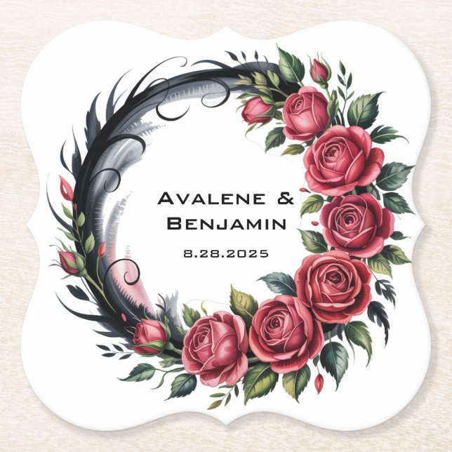 Gothic Rose Wedding Frame Underlägg Papper (Framsida)
