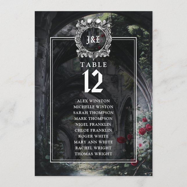 Gothic Ruins Floral Table Number Seating Chart Inbjudningar (Framsida)