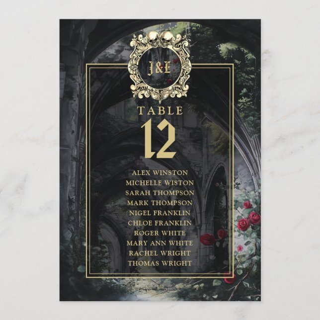 Gothic Ruins Floral Table Number Seating Chart Inbjudningar (Framsida)