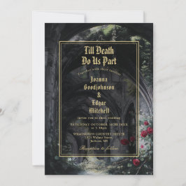 Gothic Ruins Roses All In One QR Code Wedding Invi Inbjudningar