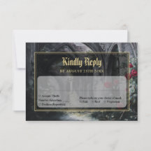 Gothic Ruins Roses Floral Black And Gold Wedding