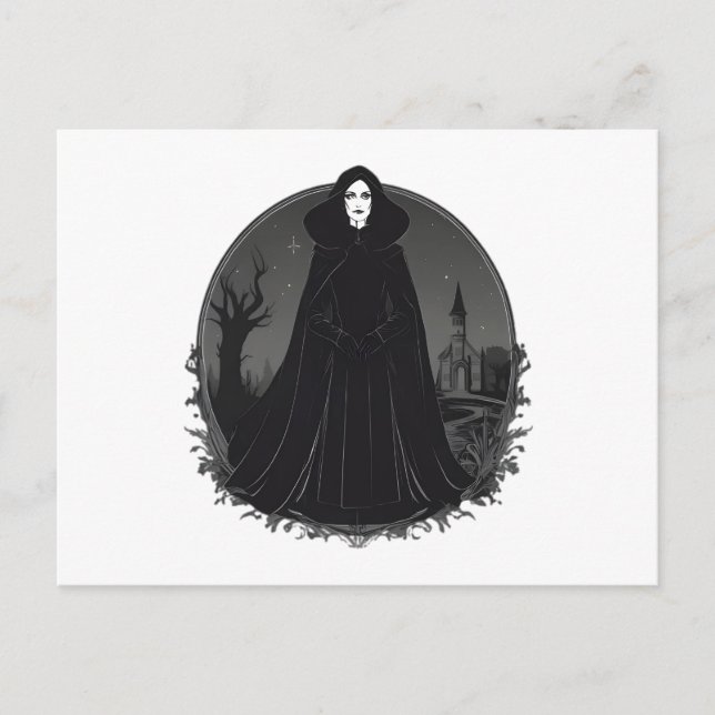 Gothic Salem Witch vid midnatt Helg Vykort (Framsida)
