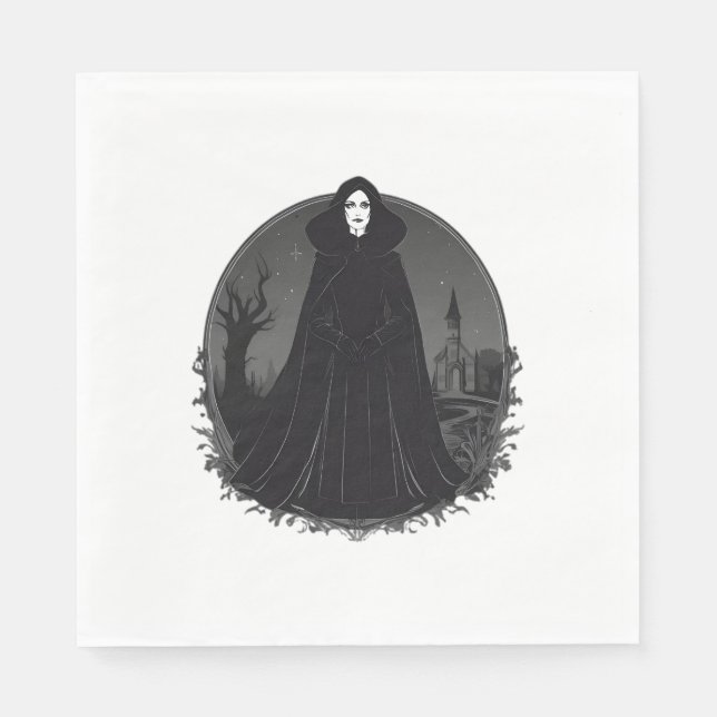Gothic Salem Witch vid midnatt Pappersservett (Framsidan)