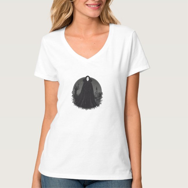 Gothic Salem Witch vid midnatt T Shirt (Framsida)