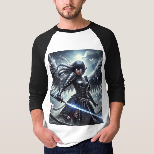 ⚔️ Gothic Samurai Angel - Skuggans krigare T Shirt (Framsida)