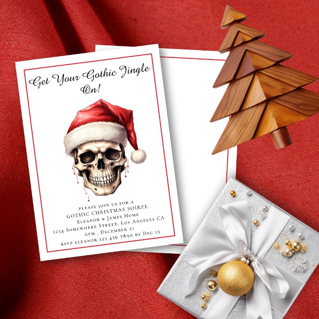 Gothic Santa God jul Inbjudningar (Front and Back Views)