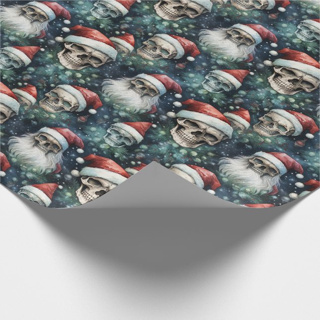 Gothic Santa Hats Grönt och Red Alternative Julaft Presentpapper (Hörn)