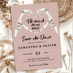 Gothic Save Date Dusty Ro Rosa Heart Bröllop Spara Datumet