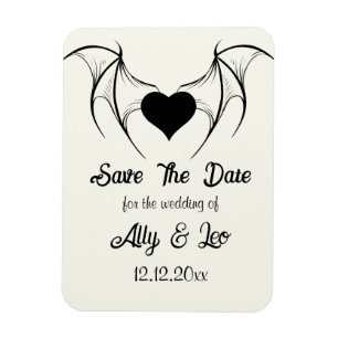 Gothic Save the Date Mörk Romantik Fladdermusvinga Magnet