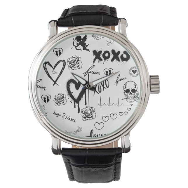 Gothic Seamless Mönster Armbandsur (Framsida)