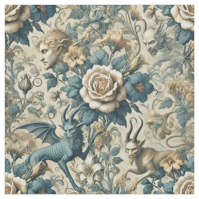 Gothic Sergranat - Gothic Victorian Påstående Tile Tyg (Provkarta)