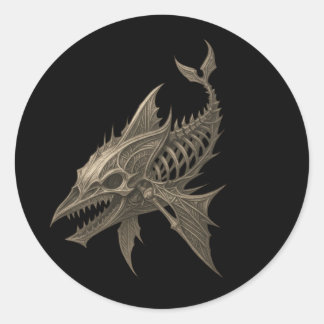 Gothic Shark Skull-etikett Runt Klistermärke
