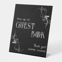 Gothic Silver Grått Whimsigoth Bröllop Guest Bok