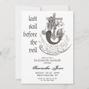 Gothic Sjöjungfru Last Sail Före Veil Bachelorette Inbjudningar