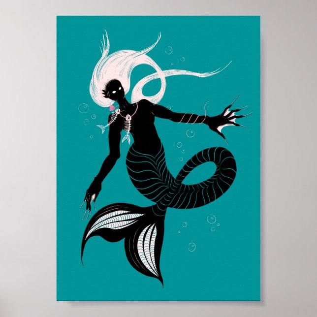 Gothic Sjöjungfru Mörk Fantasy Sea Creature Poster (Framsidan)