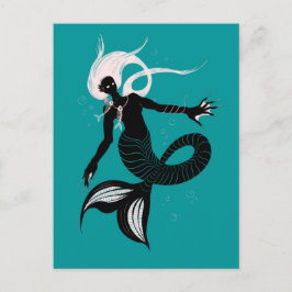 Gothic Sjöjungfru Mörk Fantasy Sea Creature Vykort