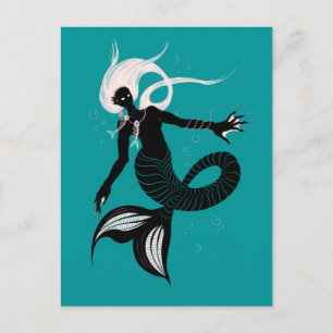Gothic Sjöjungfru Mörk Fantasy Sea Creature Vykort