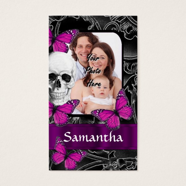 Gothic skalle och butterflies visitkort (Framsidan)