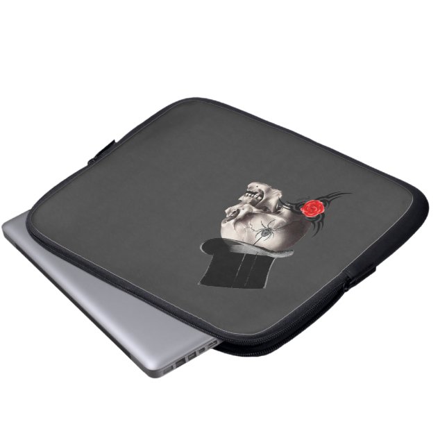 Gothic skalle och ro tatuering stil laptop sleeve (Framre botten)