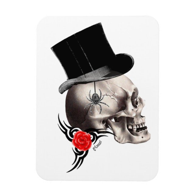 Gothic skalle och ro tatuering stil magnet (Vertikal)