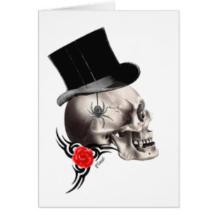 Gothic skalle och ro tatuering stil OBS kort