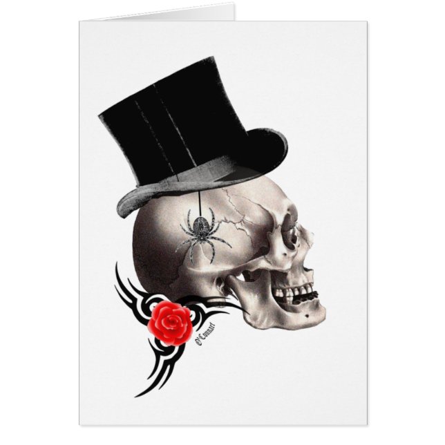 Gothic skalle och ro tatuering stil OBS kort (Framsidan)