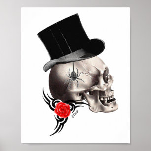 Gothic skalle och ro tatuering stil poster
