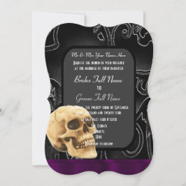 Gothic skalle och svart bröllop inbjudningar