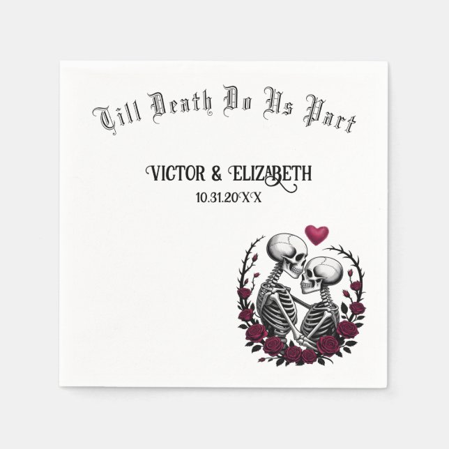 Gothic Skeleton Älskare till Död tillhör oss Pappersservett (Framsidan)