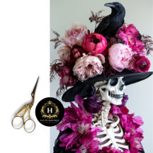 Gothic Skeleton Blommigt Skull Raven Decoupage