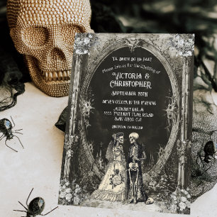 Gothic Skeleton Bride & Groom Bröllop Inbjudningar