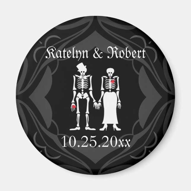 Gothic Skeleton Bride & Groom Spara datum magneter (Framsidan)