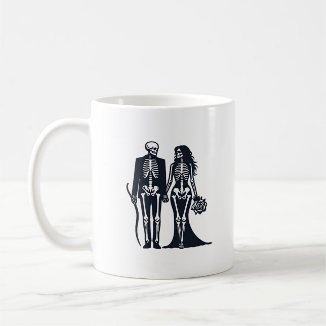 Gothic Skeleton Bride & Groom - Till döden gör oss Kaffemugg (Vänster)