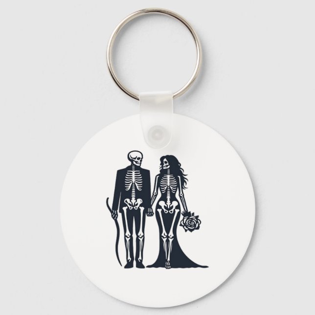 Gothic Skeleton Bride & Groom - Till döden gör oss Nyckelring (Framsida)