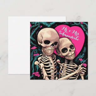 Gothic Skeleton Bröllop Tack för att du kort Rosa