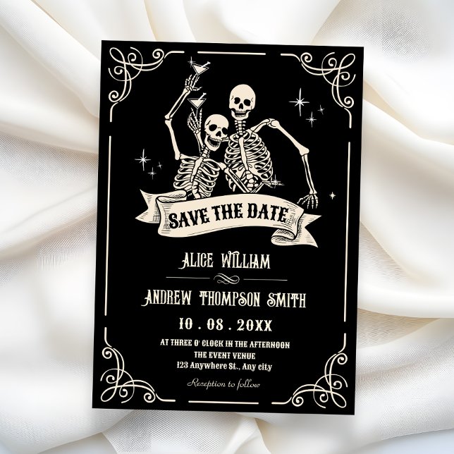 Gothic skeleton cool wedding spara datumet (Skapare uppladdad)