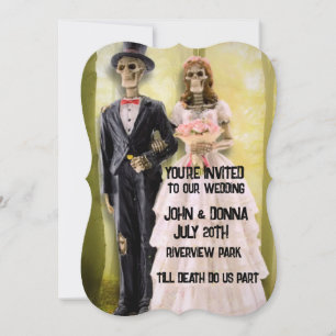 GOTHIC SKELETON COUPLE BRÖLLOP ANPASSNINGSBAR INVI INBJUDNINGAR
