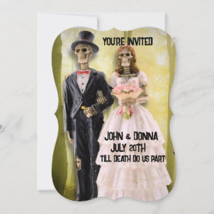 GOTHIC SKELETON COUPLE BRÖLLOP ANPASSNINGSBAR INVI INBJUDNINGAR