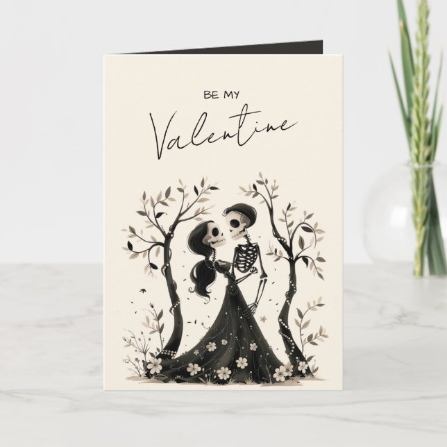 Gothic Skeleton Couple Dark Romantic Valentine Helgkort (Framsida)