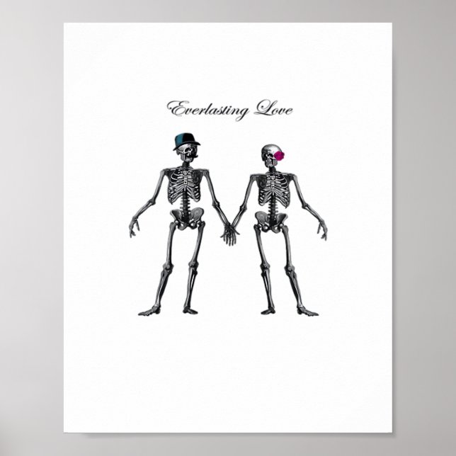 Gothic Skeleton Couple (gammal Rosa) Classic Poster (Framsidan)