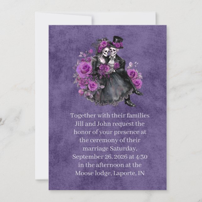 Gothic Skeleton Couple Wedding Invitation Inbjudningar (Framsida)