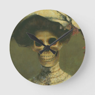 Gothic Skeleton Dam Clock Rund Klocka
